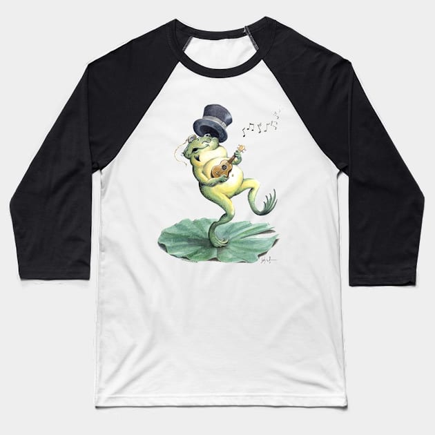 Dancing Ukulele Frog Baseball T-Shirt by UkuleleJim